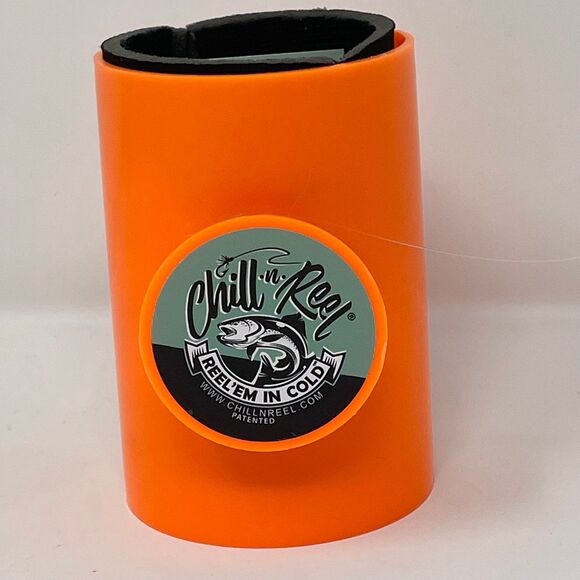 Chill-N-Reel Fishing Can Cooler Kit Hard Shell Drink Koozie Orange New Unsealed - Picture 7 of 12